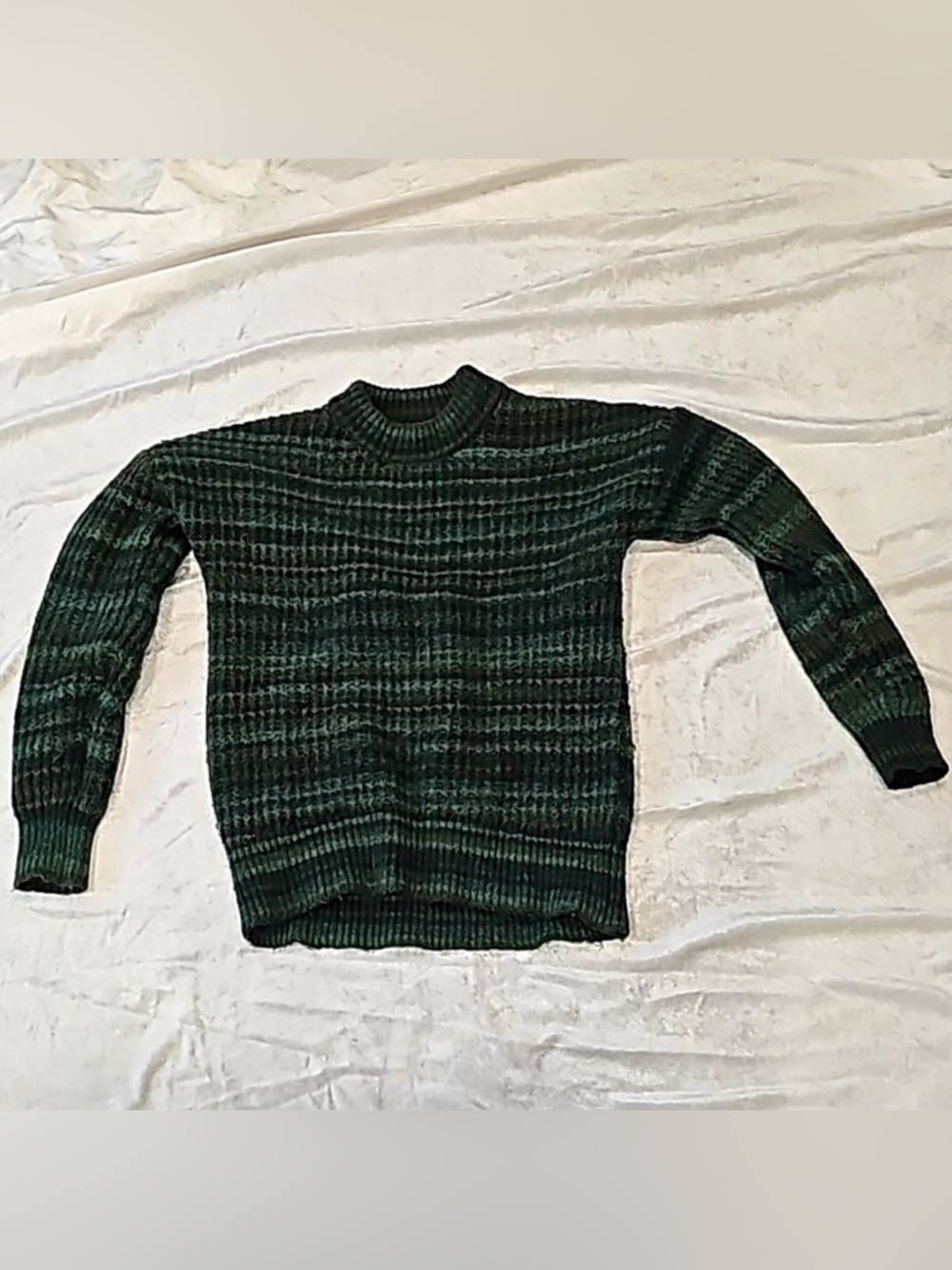 Sonoma Green Striped mock Neck Sweater